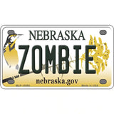 Zombie Nebraska Metal Novelty License Plate 4" x 2.2" (MLP)