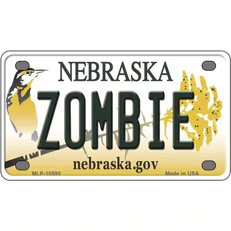 Zombie Nebraska Metal Novelty License Plate 4" x 2.2" (MLP)