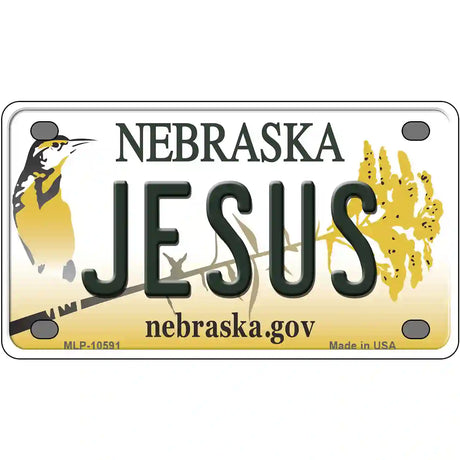 Jesus Nebraska Metal Novelty License Plate 4" x 2.2" (MLP)