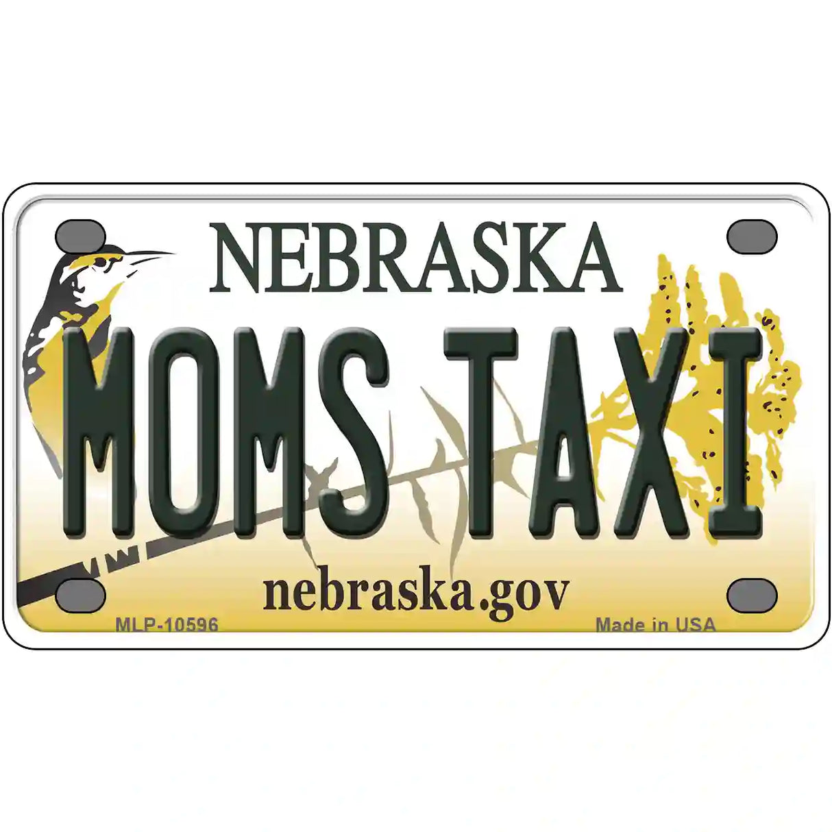 Moms Taxi Nebraska Metal Novelty License Plate 4" x 2.2" (MLP)