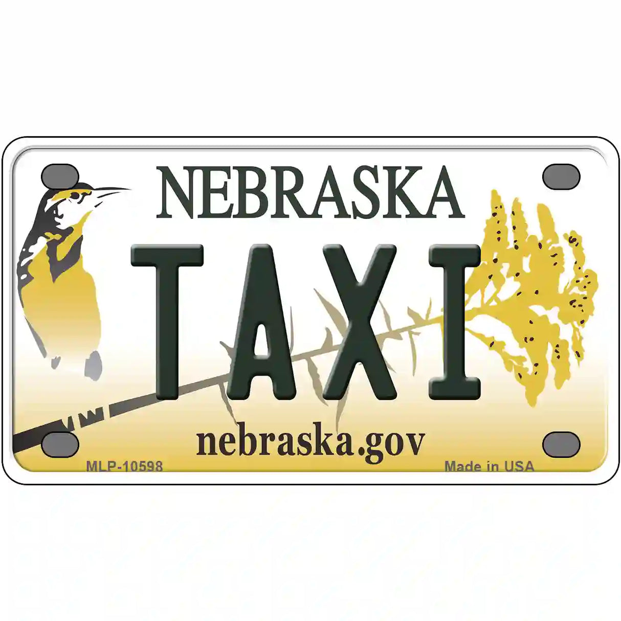 Taxi Nebraska Metal Novelty License Plate 4" x 2.2" (MLP)