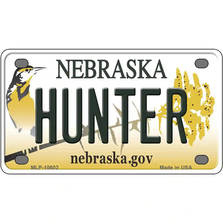 Hunter Nebraska Metal Novelty License Plate 4" x 2.2" (MLP)