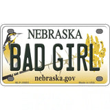 Bad Girl Nebraska Metal Novelty License Plate 4" x 2.2" (MLP)