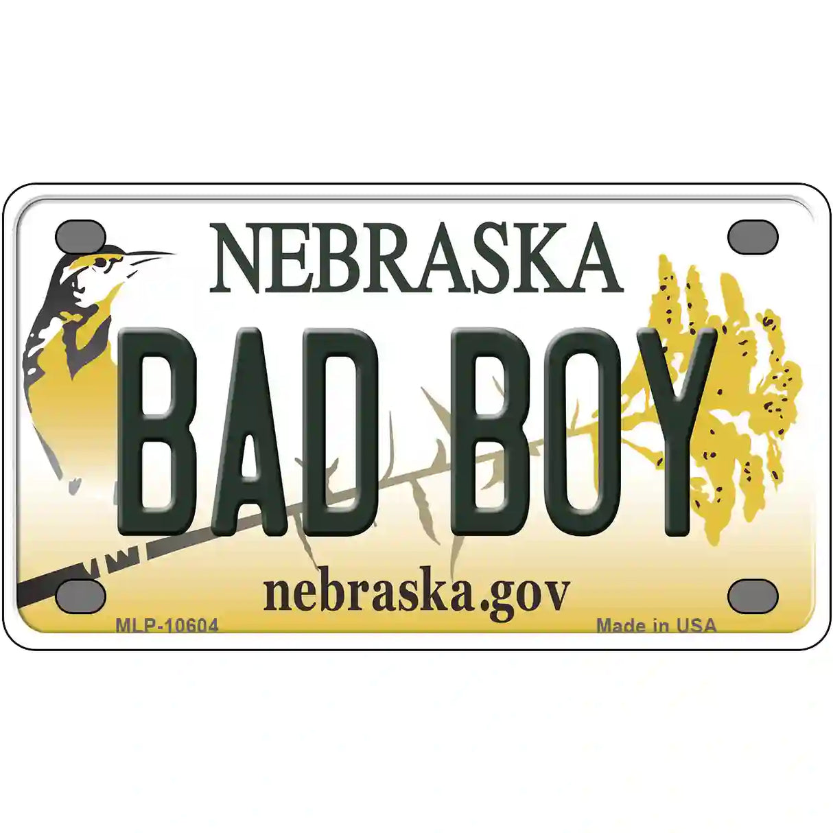 Bad Boy Nebraska Metal Novelty License Plate 4" x 2.2" (MLP)