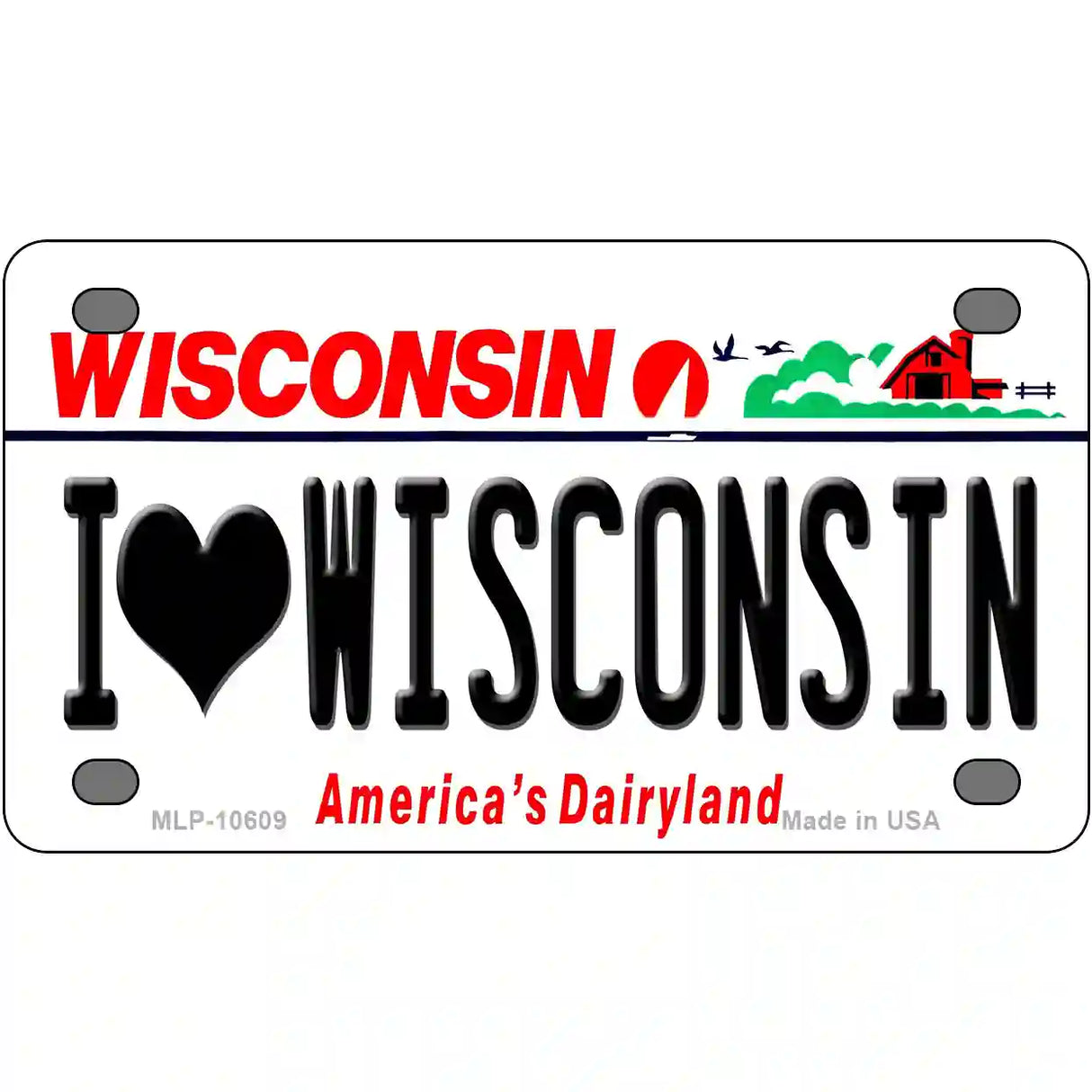 I Love Wisconsin Metal Novelty License Plate 4" x 2.2" (MLP)