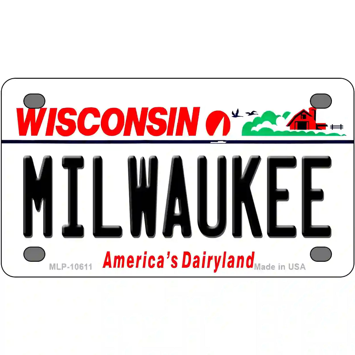 Milwaukee Wisconsin Metal Novelty License Plate 4" x 2.2" (MLP)