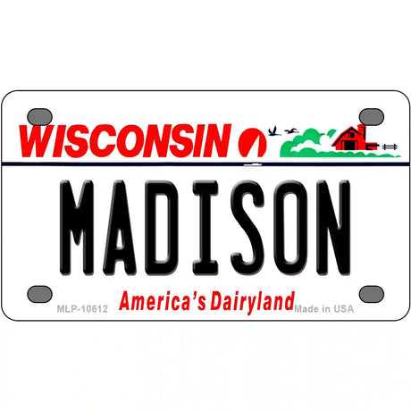 Madison Wisconsin Metal Novelty License Plate 4" x 2.2" (MLP)