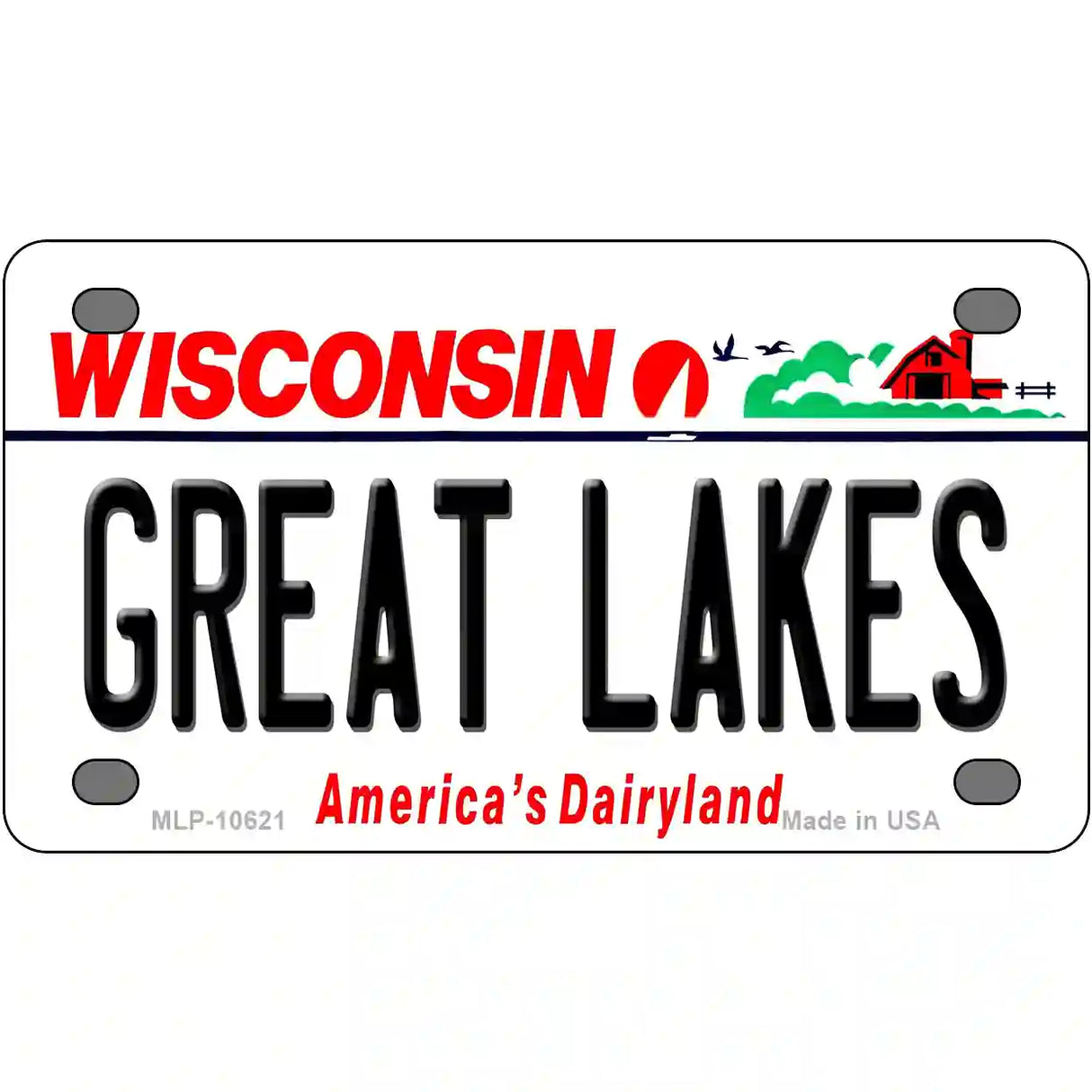 Great Lakes Wisconsin Metal Novelty License Plate 4" x 2.2" (MLP)