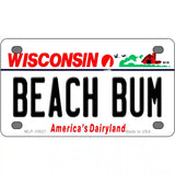 Beach Bum Wisconsin Metal Novelty License Plate 4" x 2.2" (MLP)