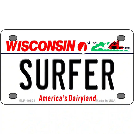 Surfer Wisconsin Metal Novelty License Plate 4" x 2.2" (MLP)