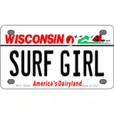 Surf Girl Wisconsin Metal Novelty License Plate 4" x 2.2" (MLP)