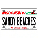 Sandy Beaches Wisconsin Metal Novelty License Plate 4" x 2.2" (MLP)