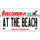 At The Beach Wisconsin Metal Novelty License Plate 4" x 2.2" (MLP)