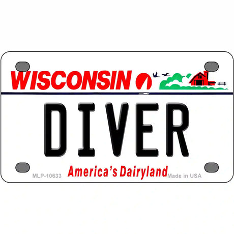 Diver Wisconsin Metal Novelty License Plate 4" x 2.2" (MLP)