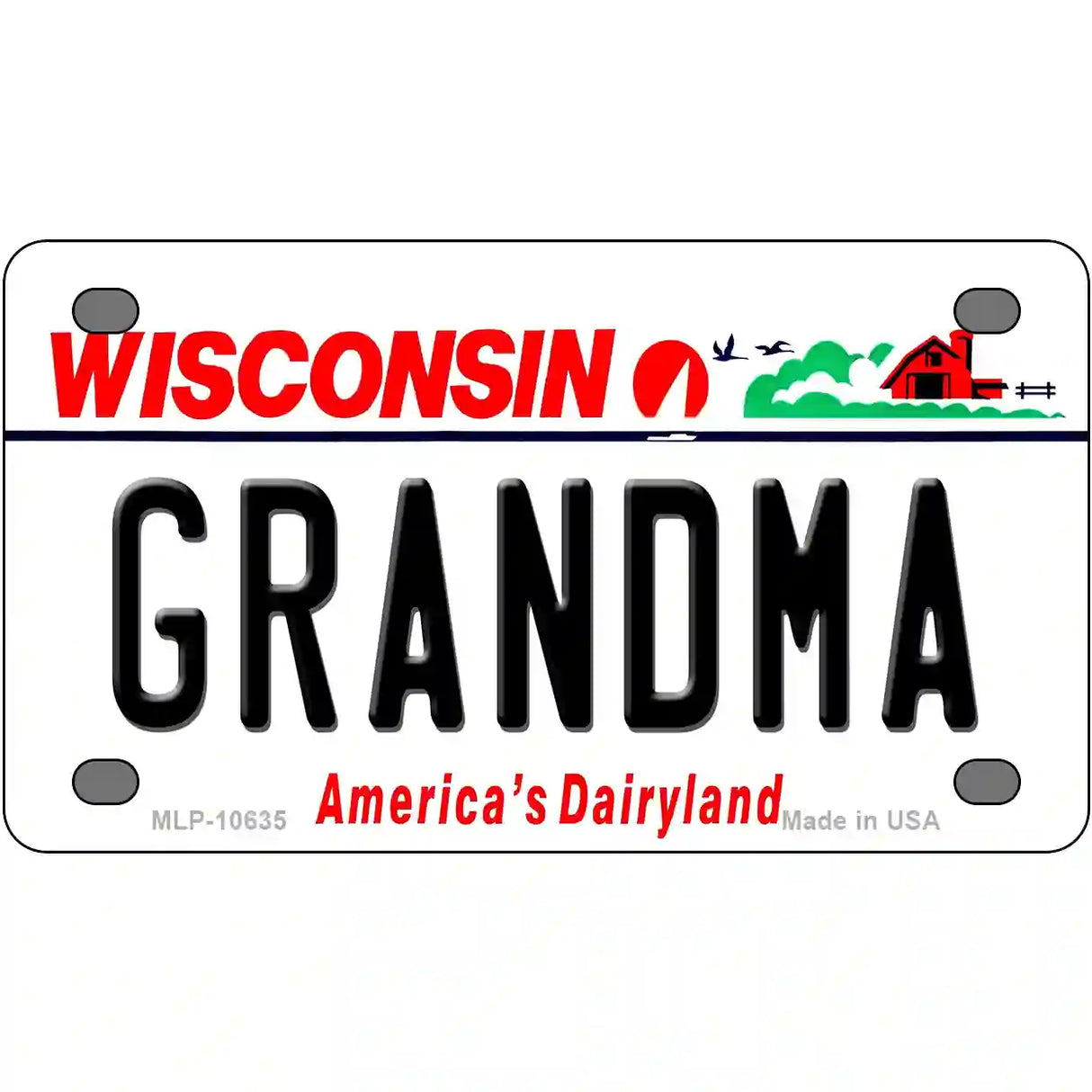 Grandma Wisconsin Metal Novelty License Plate 4" x 2.2" (MLP)