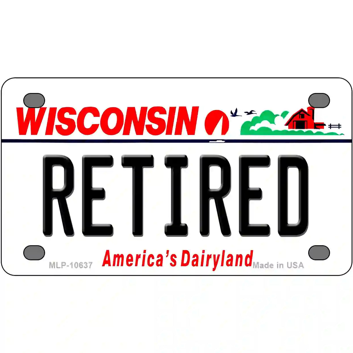 Retired Wisconsin Metal Novelty License Plate 4" x 2.2" (MLP)