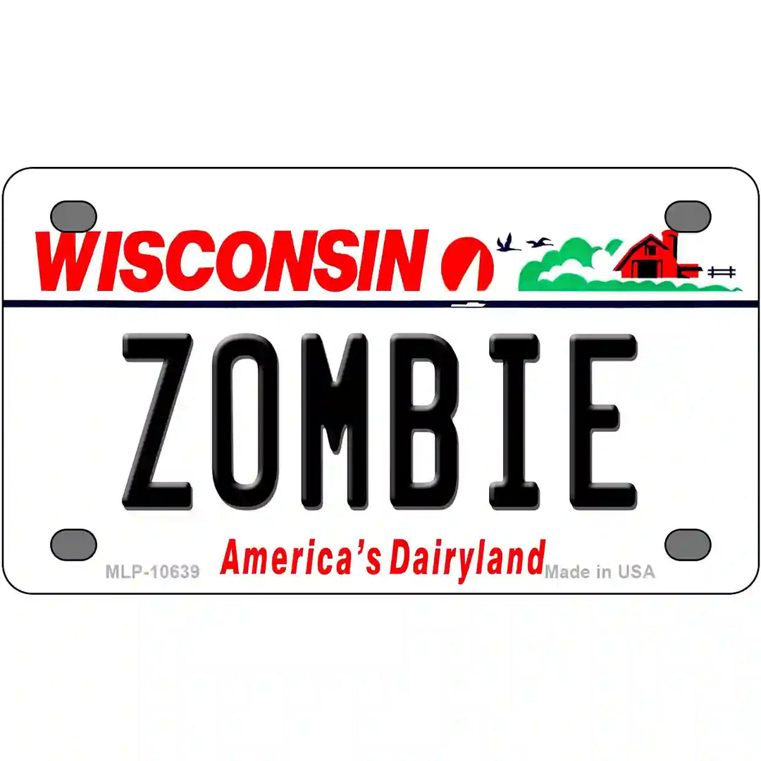 Zombie Wisconsin Metal Novelty License Plate 4" x 2.2" (MLP)