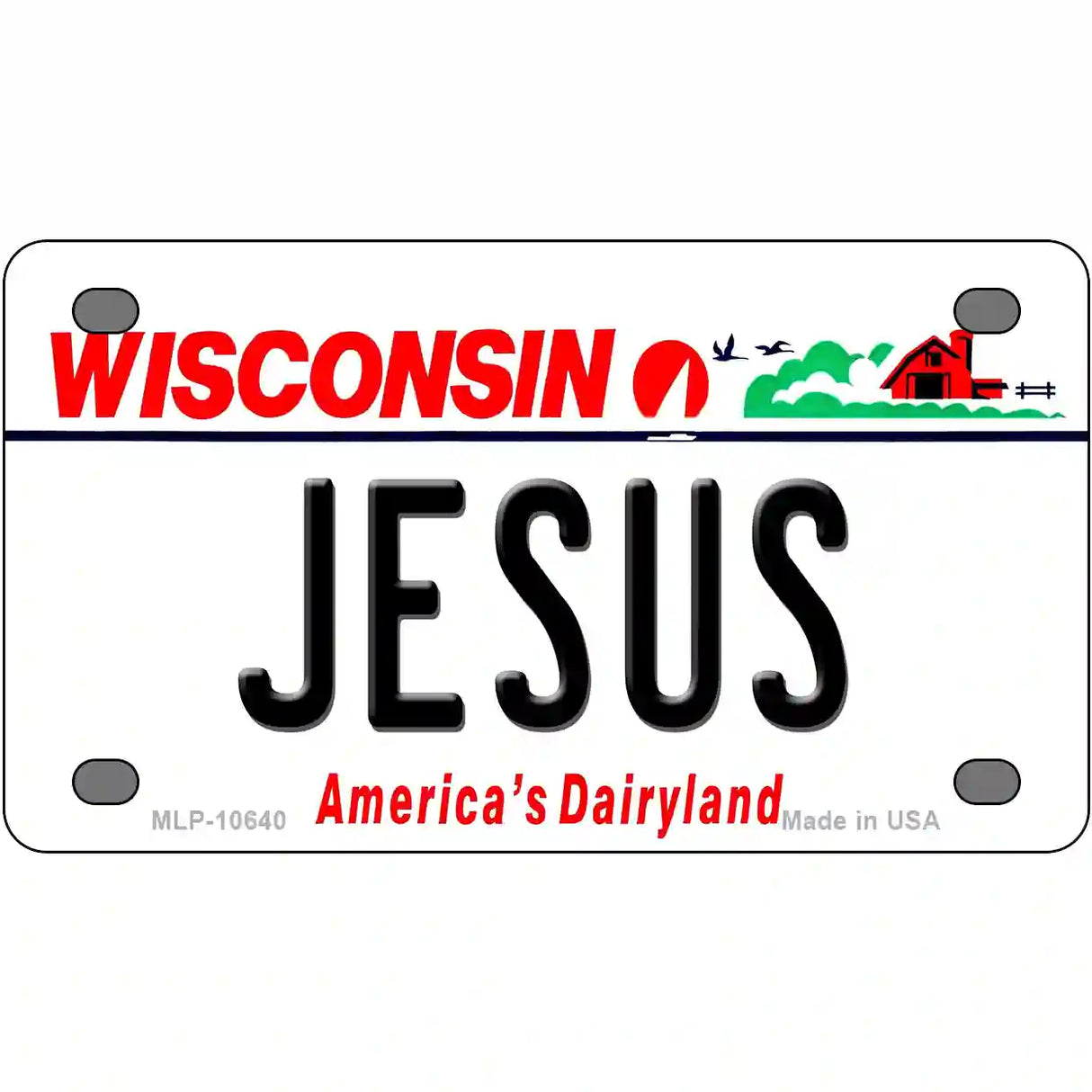 Jesus Wisconsin Metal Novelty License Plate 4" x 2.2" (MLP)