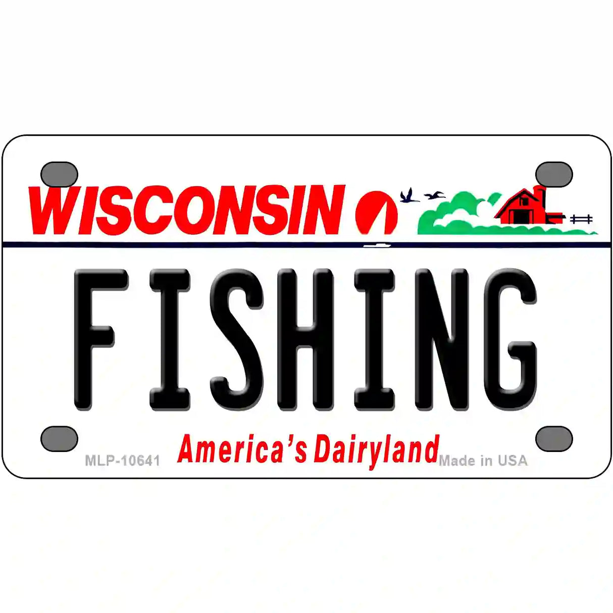 Fishing Wisconsin Metal Novelty License Plate 4" x 2.2" (MLP)