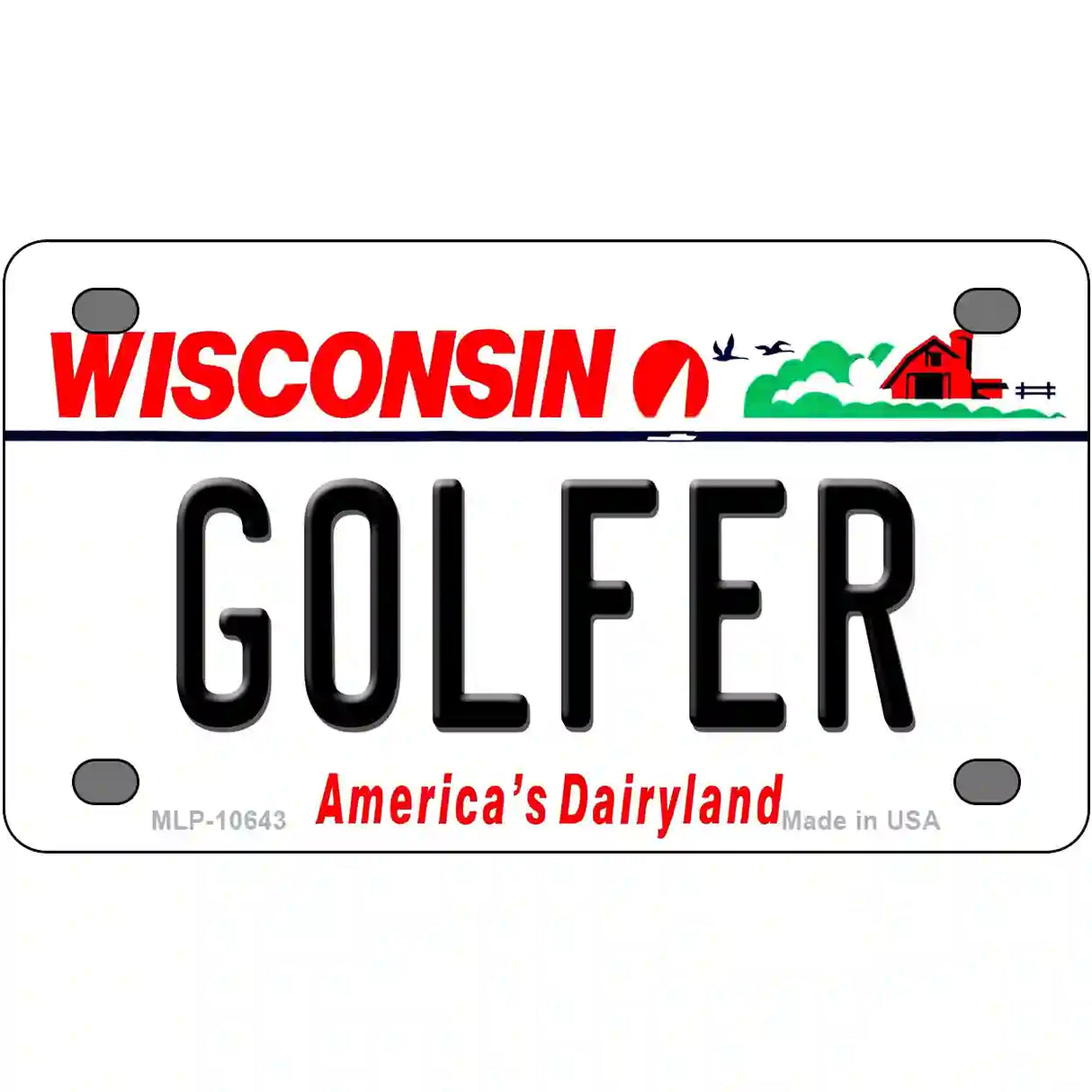 Golfer Wisconsin Metal Novelty License Plate 4" x 2.2" (MLP)