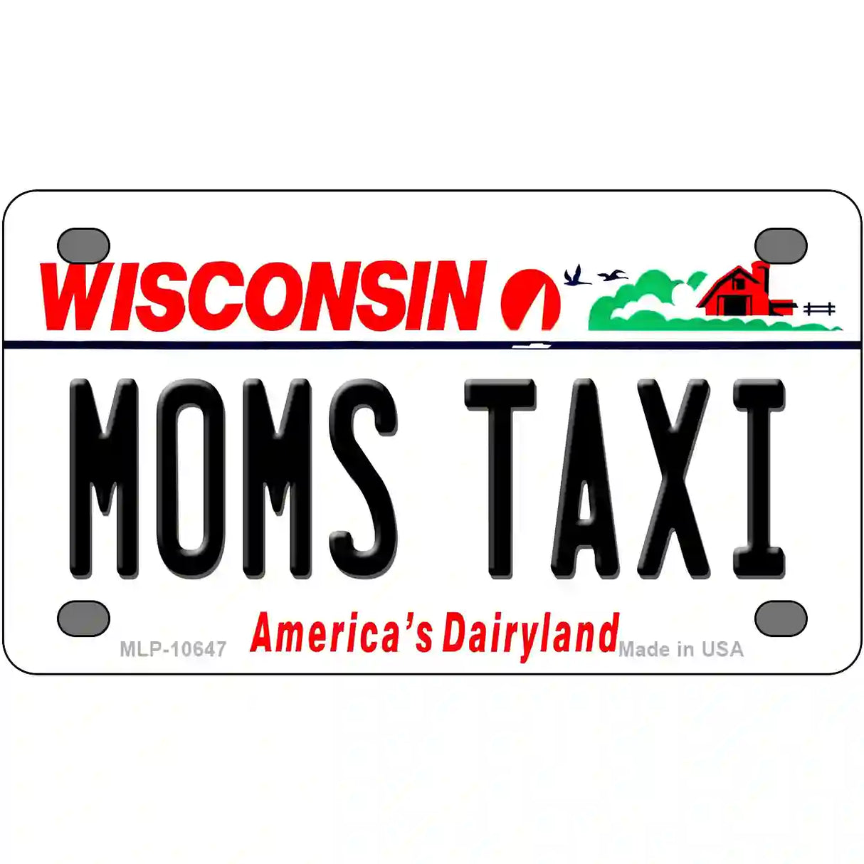 Moms Taxi Wisconsin Metal Novelty License Plate 4" x 2.2" (MLP)