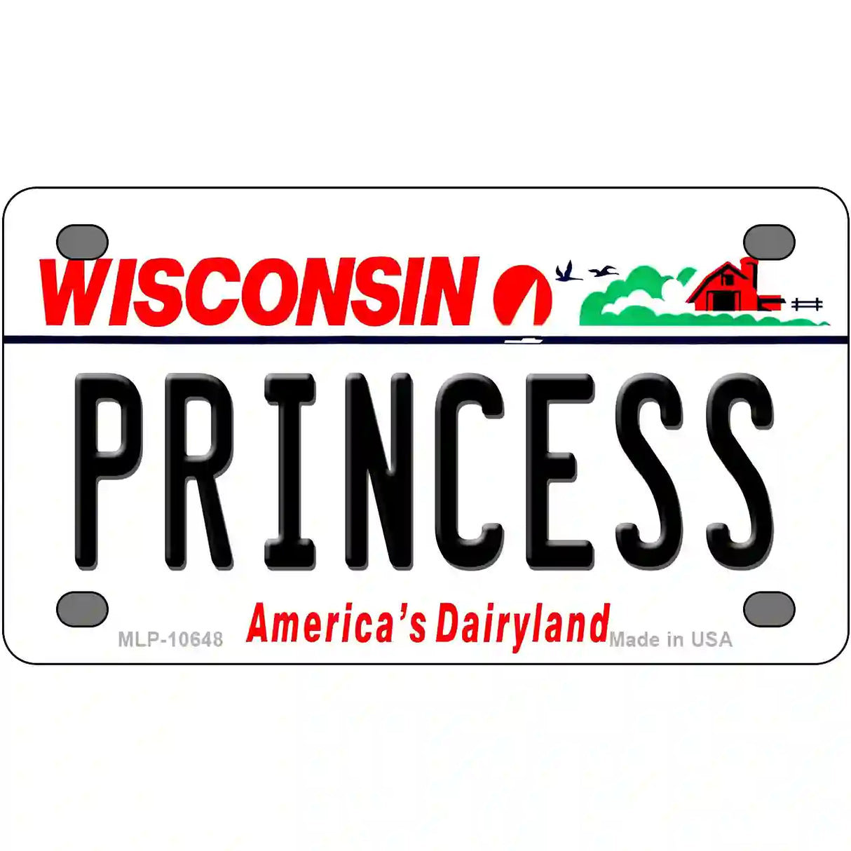 Princess Wisconsin Metal Novelty License Plate 4" x 2.2" (MLP)