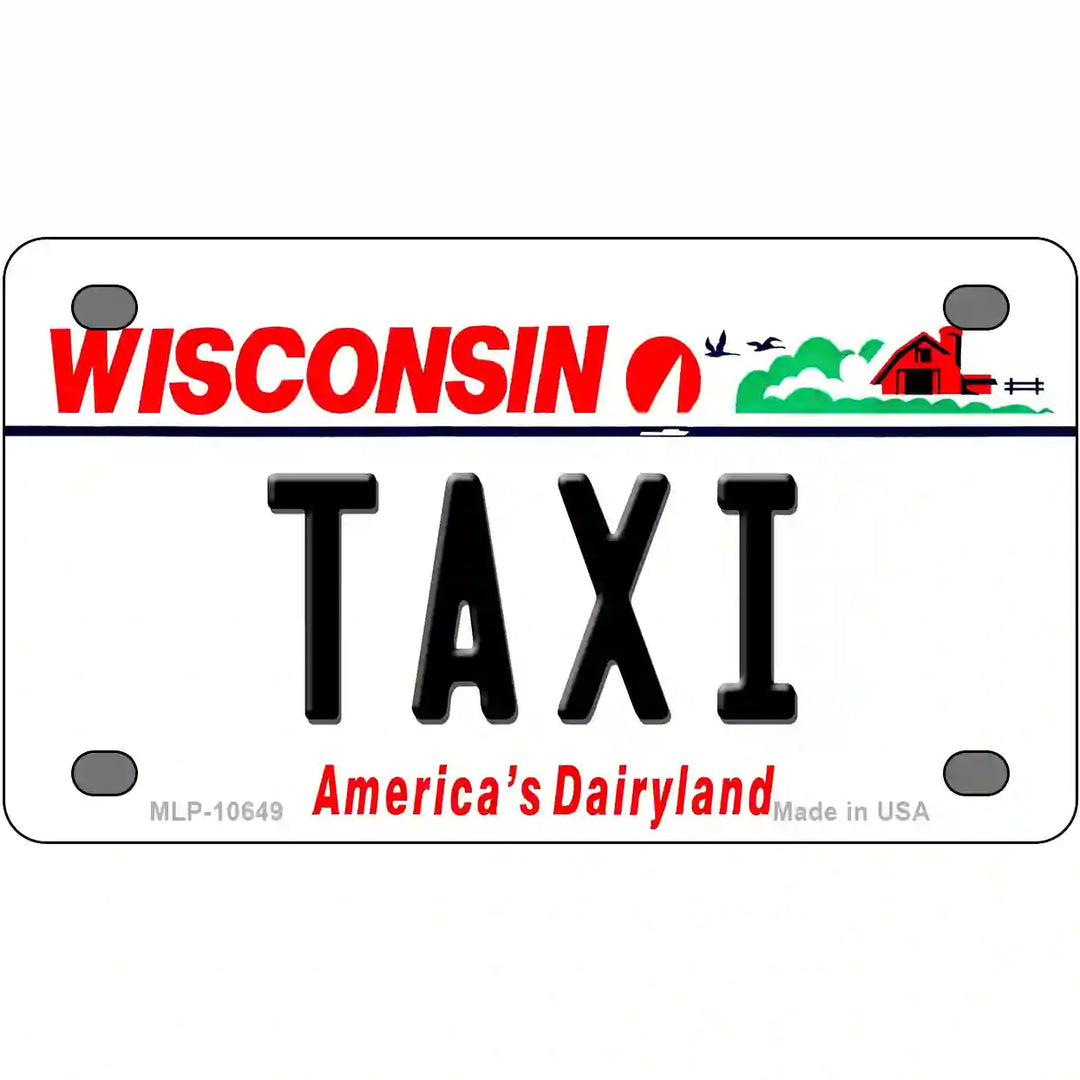 Taxi Wisconsin Metal Novelty License Plate 4" x 2.2" (MLP)