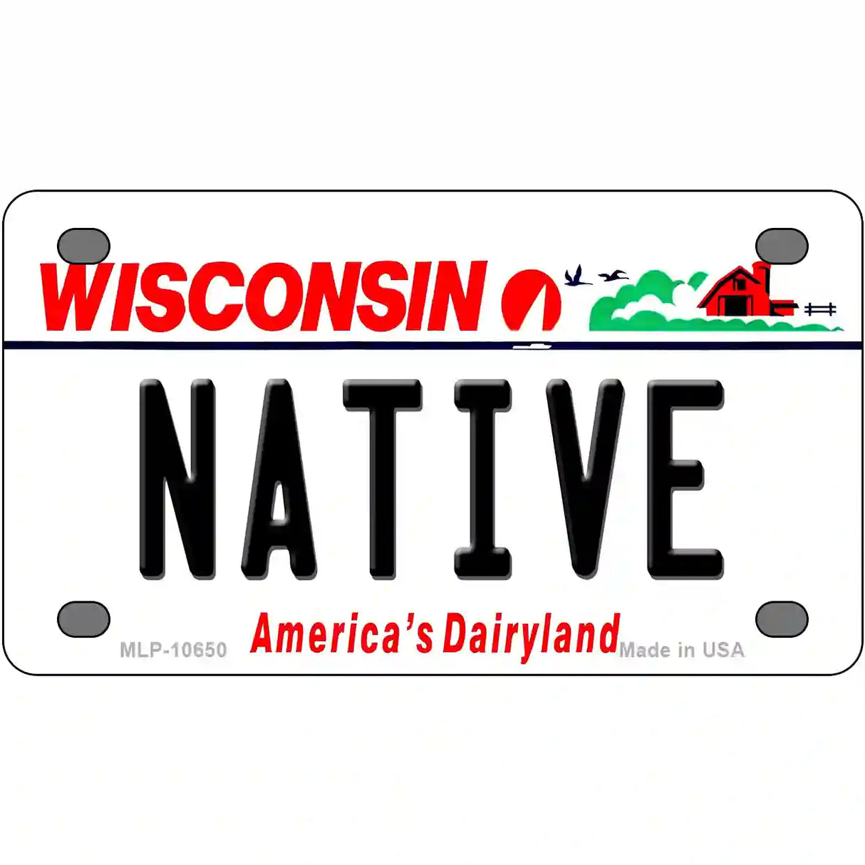 Native Wisconsin Metal Novelty License Plate 4" x 2.2" (MLP)