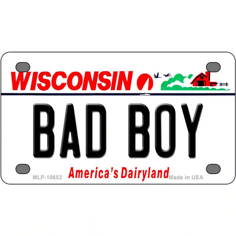 Bad Boy Wisconsin Metal Novelty License Plate 4" x 2.2" (MLP)