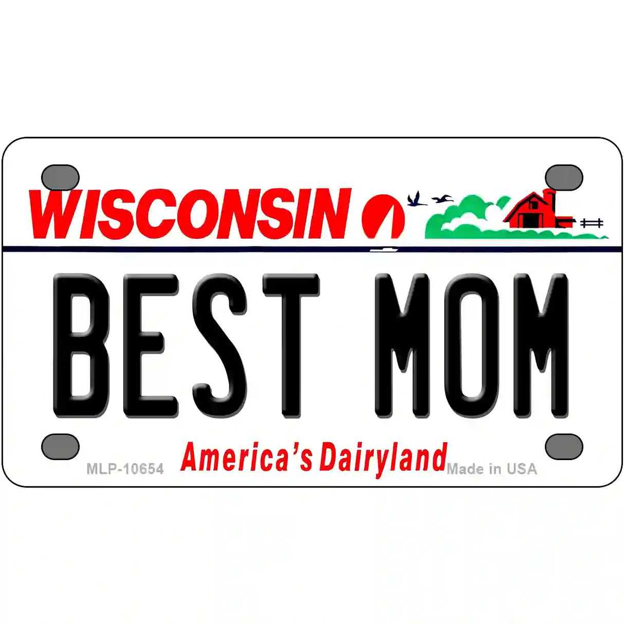 Best Mom Wisconsin Metal Novelty License Plate 4" x 2.2" (MLP)