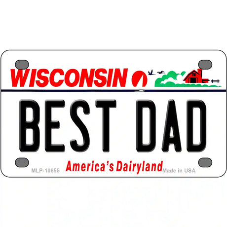 Best Dad Wisconsin Metal Novelty License Plate 4" x 2.2" (MLP)