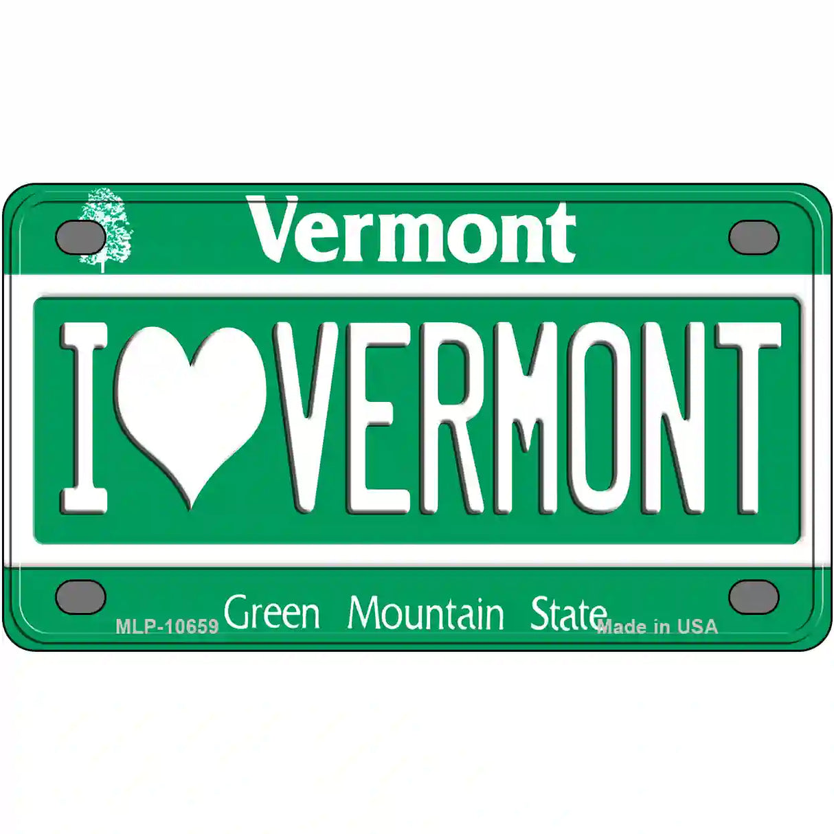 I Love Vermont Metal Novelty License Plate 4" x 2.2" (MLP)