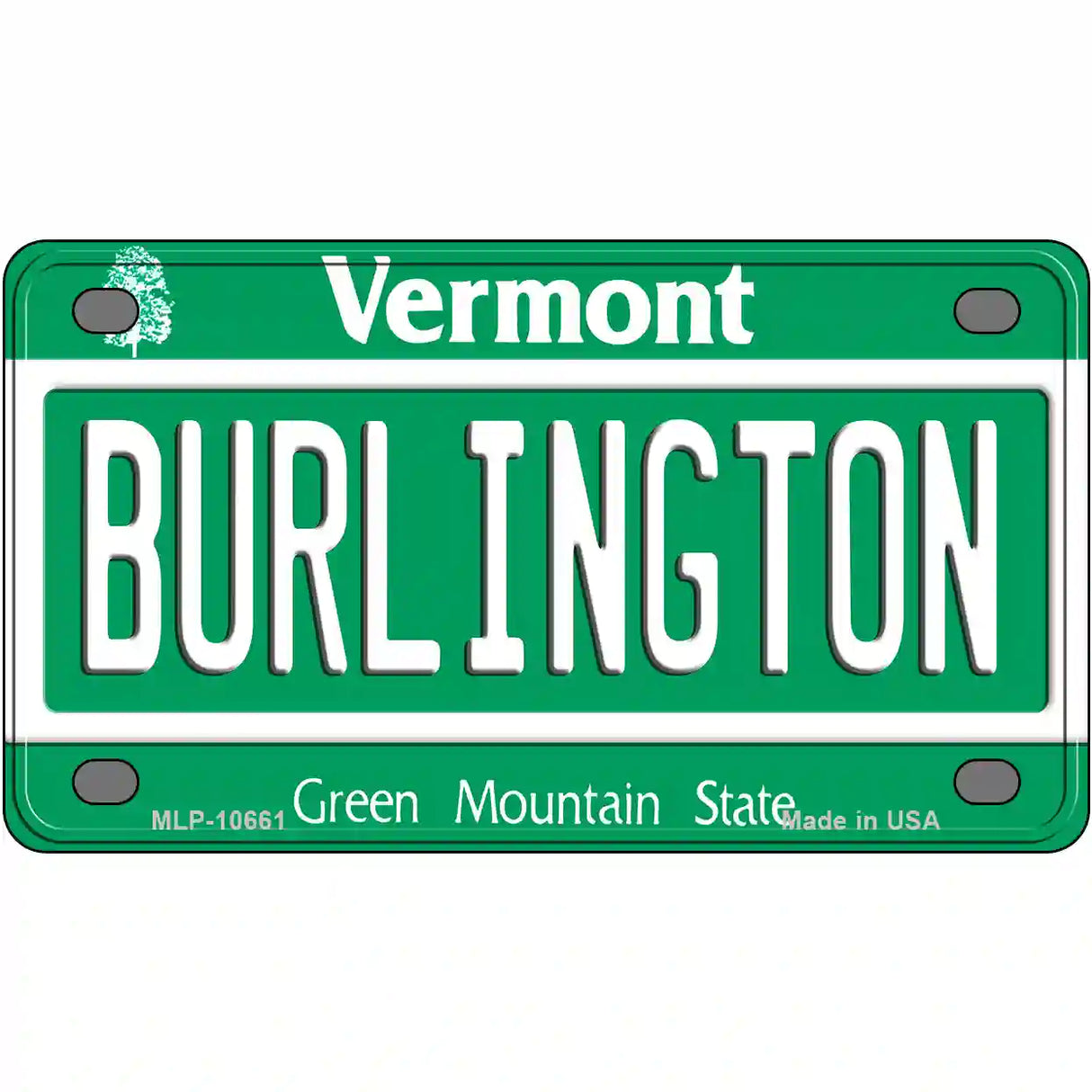 Burlington Vermont Metal Novelty License Plate 4" x 2.2" (MLP)