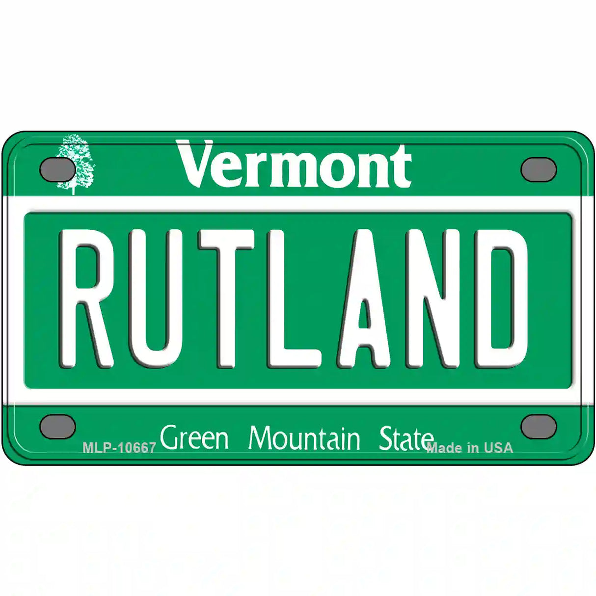 Rutland Vermont Metal Novelty License Plate 4" x 2.2" (MLP)