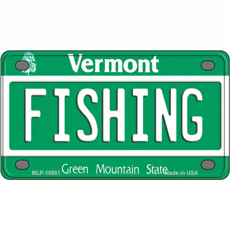 Fishing Vermont Metal Novelty License Plate 4" x 2.2" (MLP)