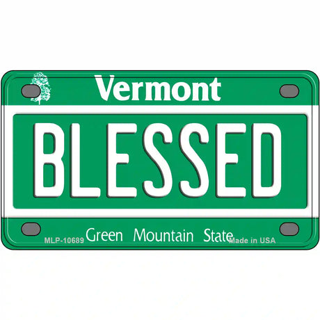 Blessed Vermont Metal Novelty License Plate 4" x 2.2" (MLP)