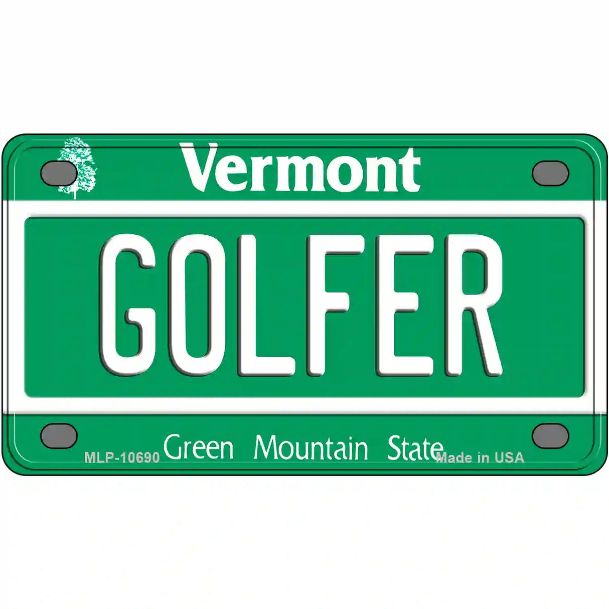 Golfer Vermont Metal Novelty License Plate 4" x 2.2" (MLP)