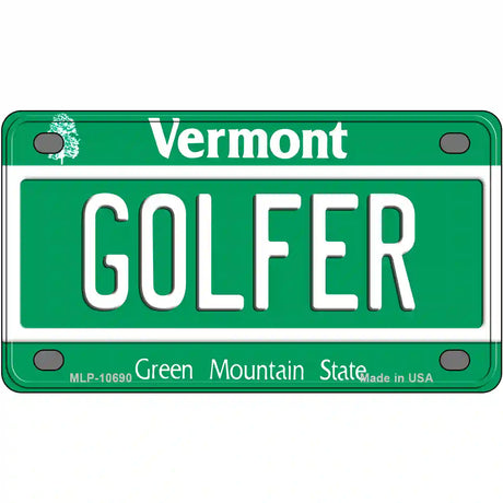 Golfer Vermont Metal Novelty License Plate 4" x 2.2" (MLP)