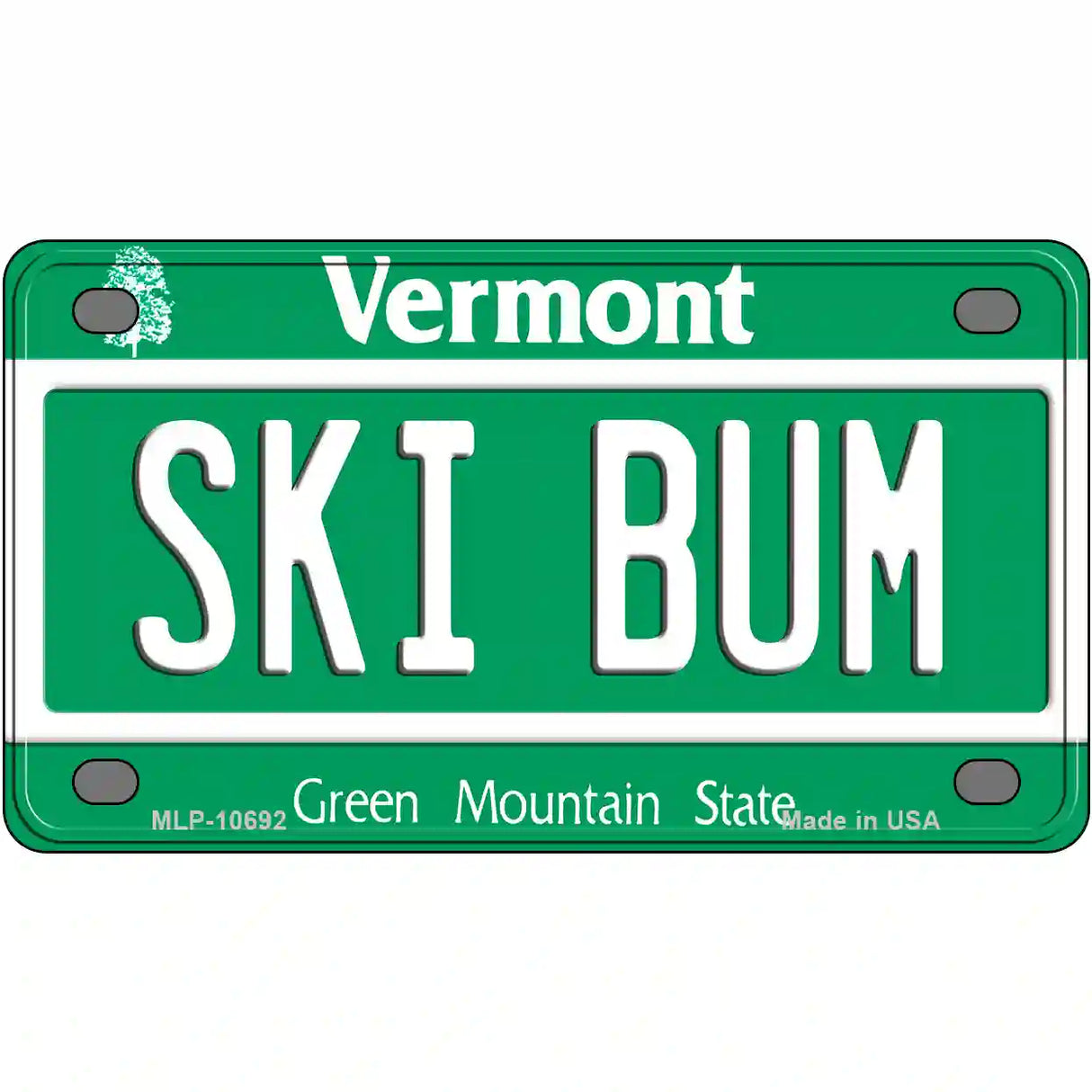 Ski Bum Vermont Metal Novelty License Plate 4" x 2.2" (MLP)