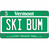 Ski Bum Vermont Metal Novelty License Plate 4" x 2.2" (MLP)