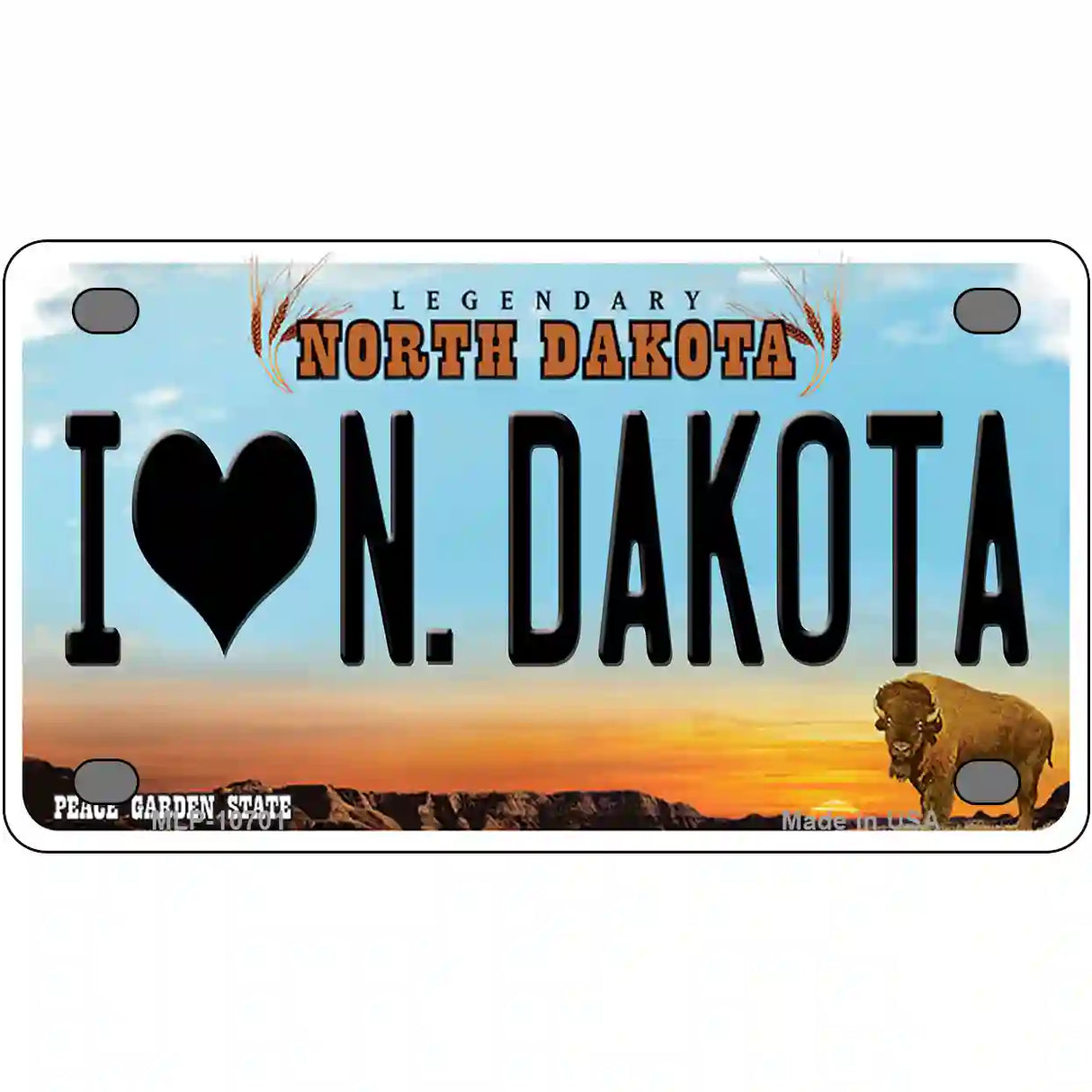 I Love North Dakota Metal Novelty License Plate 4" x 2.2" (MLP)