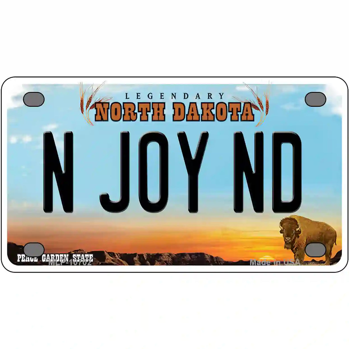 N Joy ND North Dakota Metal Novelty License Plate 4" x 2.2" (MLP)