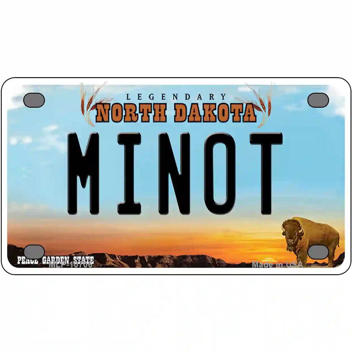 Minot North Dakota Metal Novelty License Plate 4" x 2.2" (MLP)