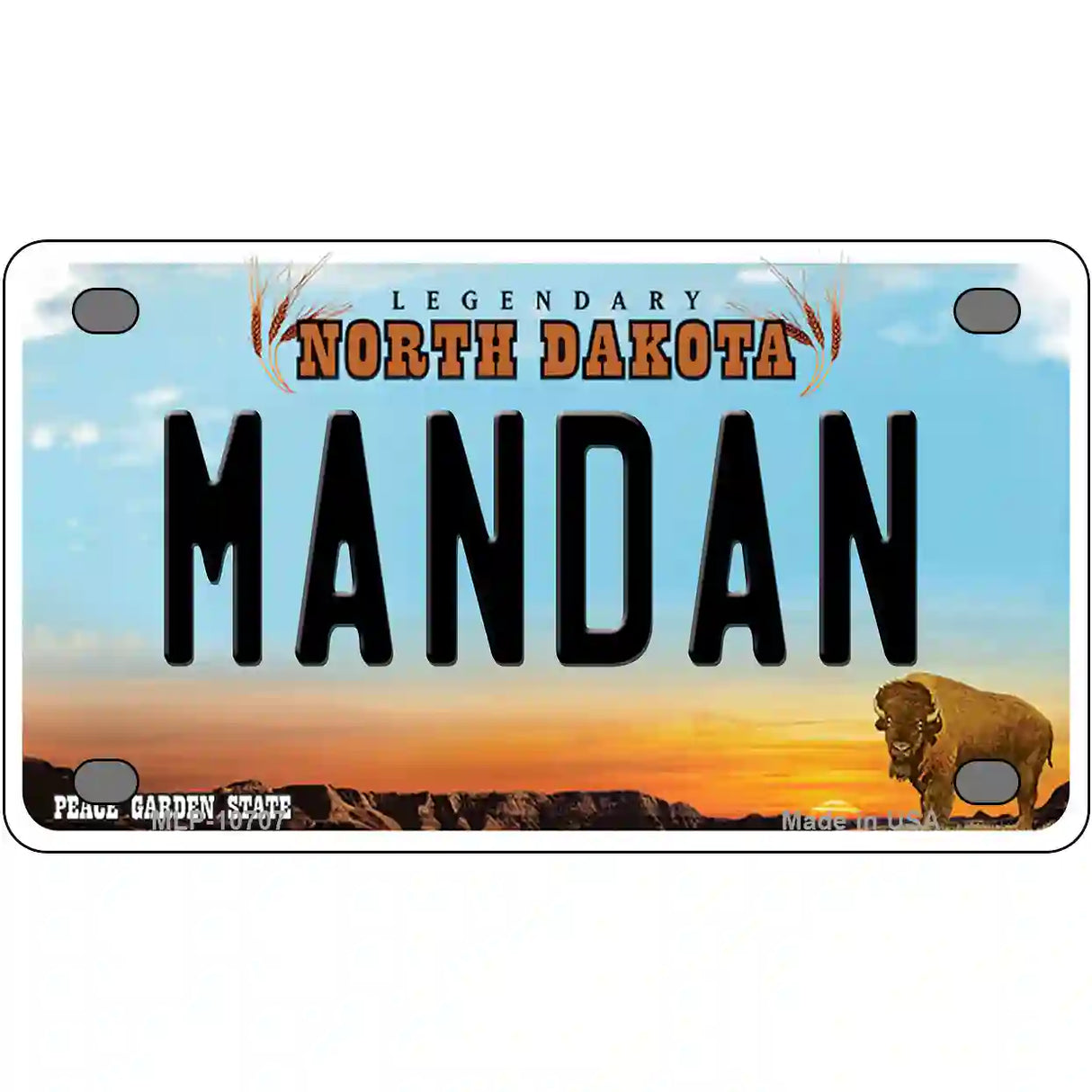 Mandan North Dakota Metal Novelty License Plate 4" x 2.2" (MLP)