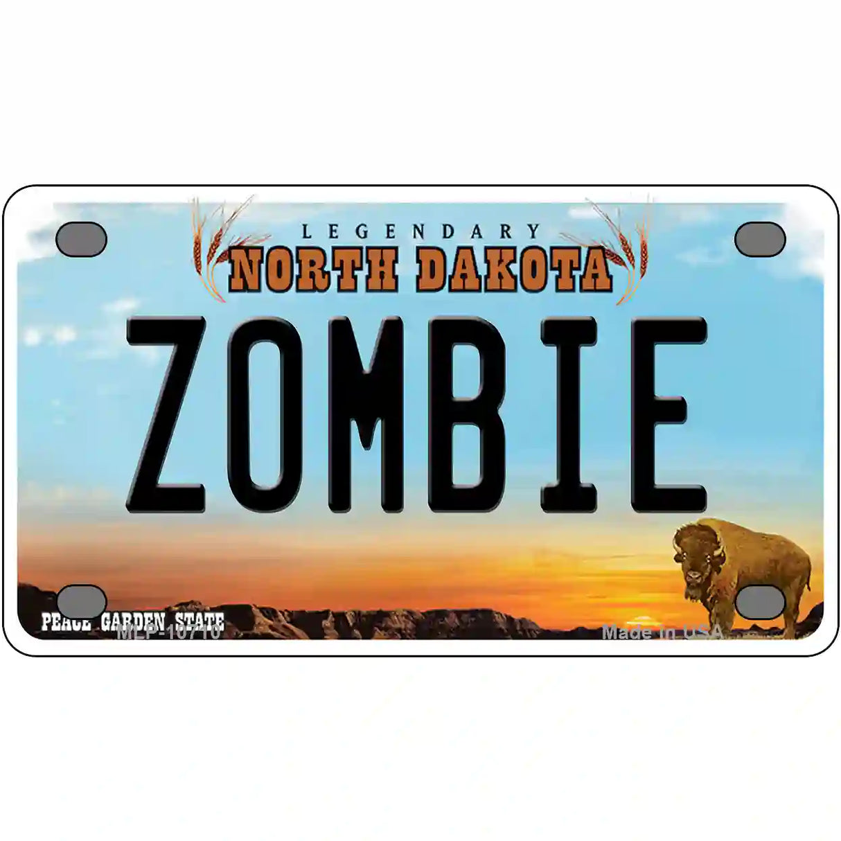 Zombie North Dakota Metal Novelty License Plate 4" x 2.2" (MLP)