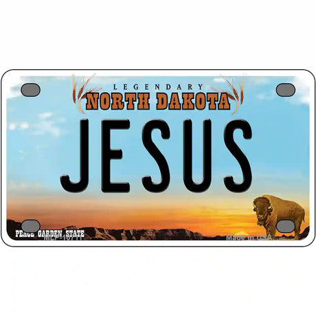 Jesus North Dakota Metal Novelty License Plate 4" x 2.2" (MLP)