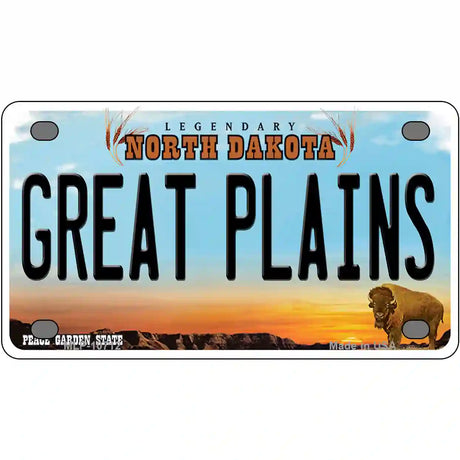 Great Plains North Dakota Metal Novelty License Plate 4" x 2.2" (MLP)