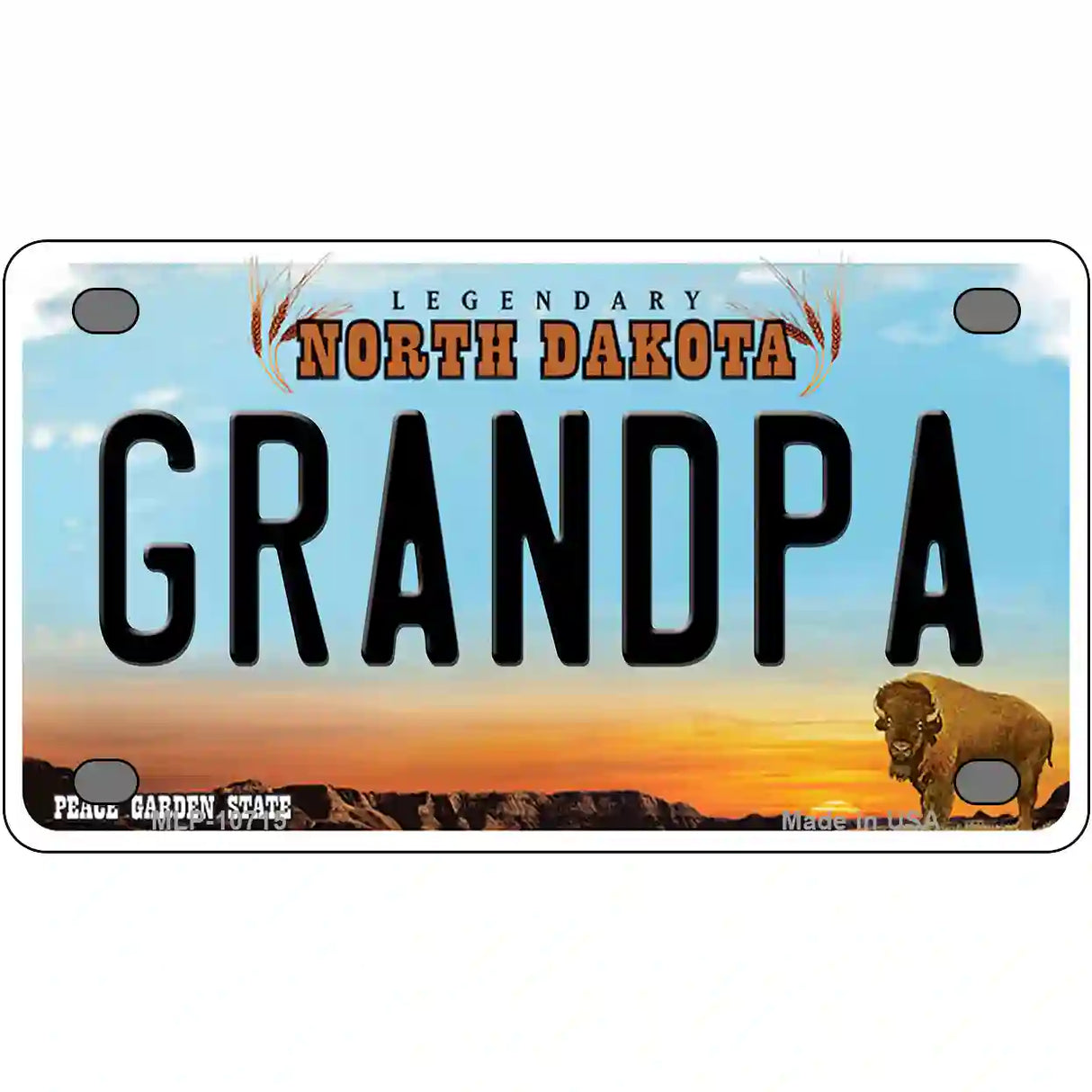 Grandpa North Dakota Metal Novelty License Plate 4" x 2.2" (MLP)