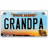 Grandpa North Dakota Metal Novelty License Plate 4" x 2.2" (MLP)