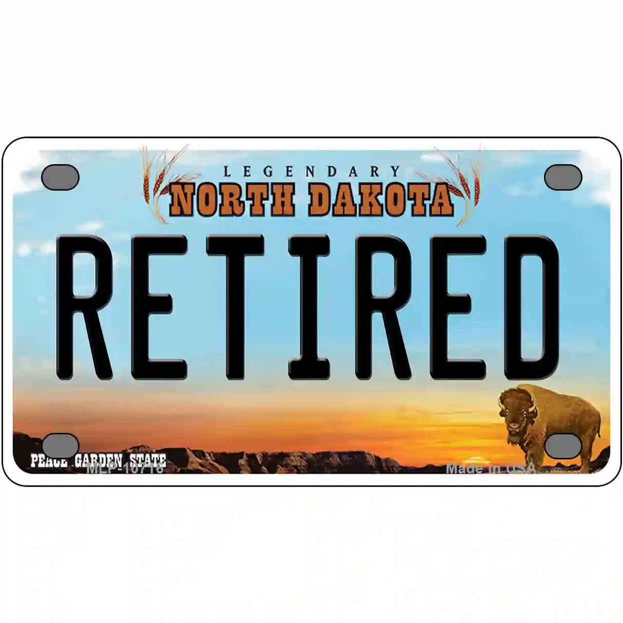 Retired North Dakota Metal Novelty License Plate 4" x 2.2" (MLP)